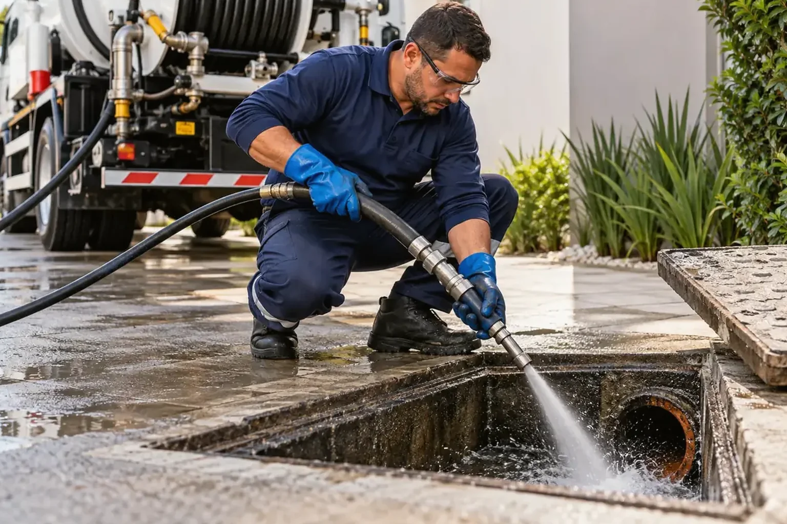 Técnico inspecionando tubulação com câmera em Santo Antônio de Jesus.